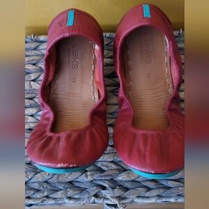 Tieks Sz 11 Red Leather Ballet Flats